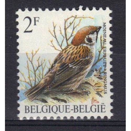 Belgique 1989 : Oiseau : Moineau Friquet - Timbre 2 F. Multicolore Neuf **
