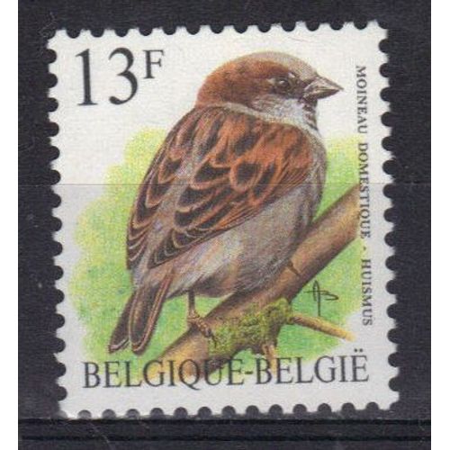 Belgique 1994 : Oiseau : Moineau Domestique - Timbre 13 F. Multicolore Neuf **