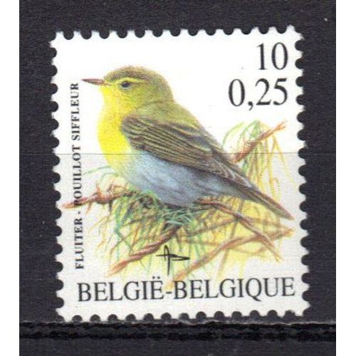 Belgique 2000 : Oiseau : Rouillot Siffleur - Timbre 10 F. (0,2 5 ¿) Multicolore Neuf **