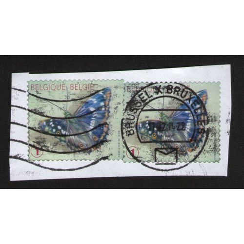Belgique Lot 2 Oblitérés Ronde Et Vagues Used Stamp Papillon Butterfly