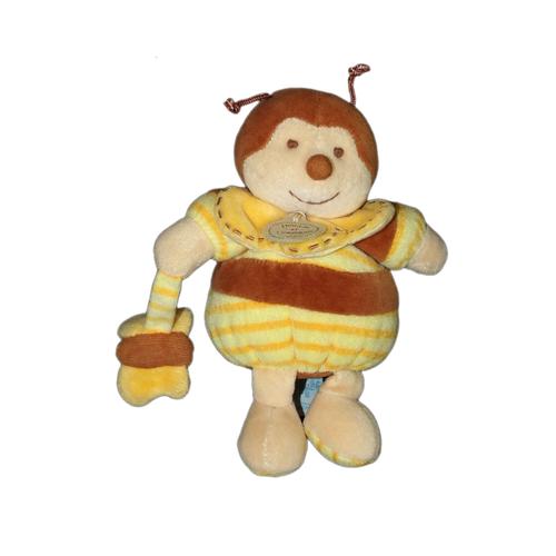 Doudou Peluche Abeille Ponpon Le Bourdon Doudou Et Compagnie Boule Rayé Jaune Orange Marron 17 Cm