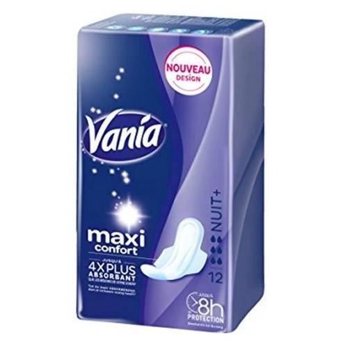 Vania - Serviettes Hygiéniques, Maxi Confort, Nuit Plus, 12 12 Un 