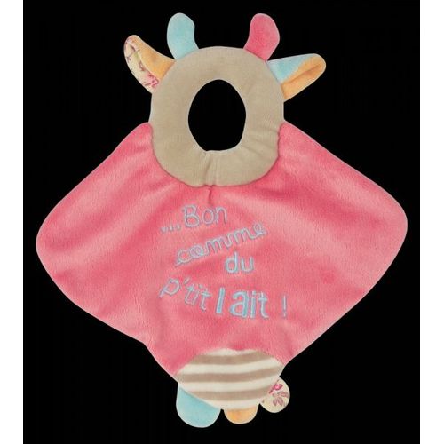 Doudou Vache Kuh Cow Plat Rose Fille Bouille Bouilles De Doudou Bon Comme Du Bon Lait Peluche Hochet Là 23 Cm Bruissant Pantin Dc1436
