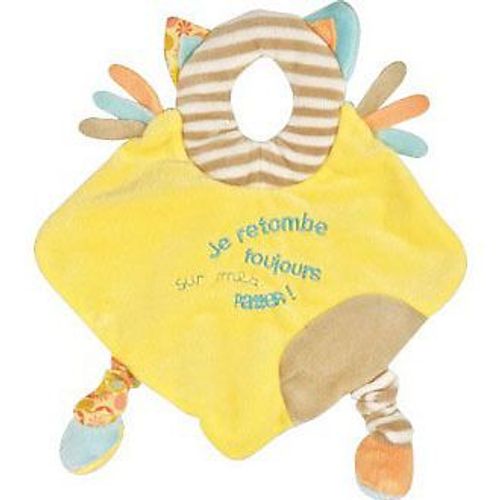 Doudou Chat Cat Katze Bouille Bouilles De Doudou Peluche Hochet Je Retombe Toujours Sur Mes Pattes 23 Cm Bruissant Pantin Jaune Beige Dc1436