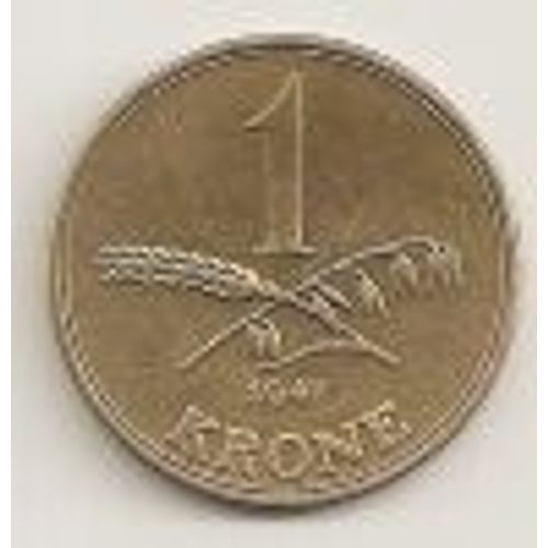 Danemark = Pièce De 1 Krone, Année 1947, Christian X, En Bronze-Alu.