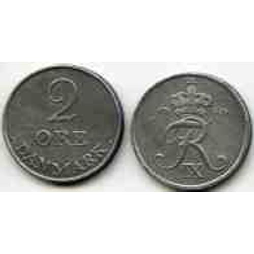 Danemark = Pièce De 2 Ore, Année 1960, En Zinc