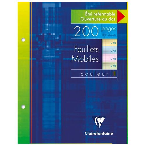 Clairefontaine, 1 Etui De 200 Feuilles Mobiles 4 Couleurs, Perforées À Grand ...