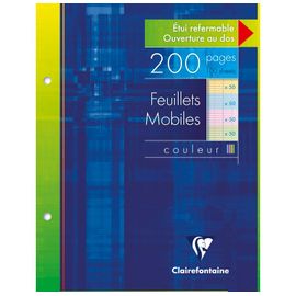 Clairefontaine, 1 Etui De 200 Feuilles Mobiles 4 Couleurs, Perforées À Grand ...