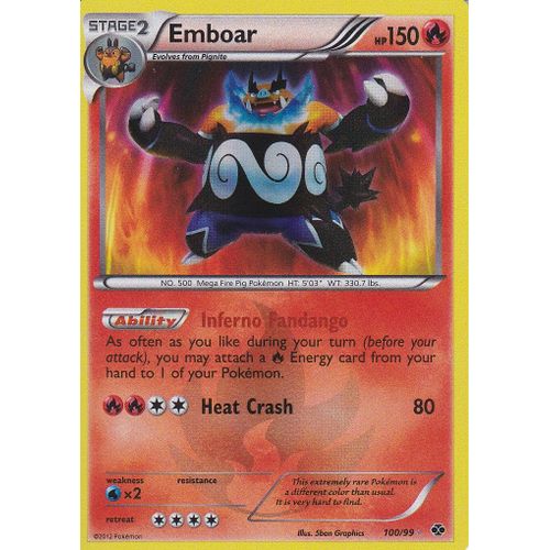 Carte Pokemon - Emboar ( Roitiflam ) - Secrete - 100/99 - 150 Hp - Destinees Futures - Version Anglaise -