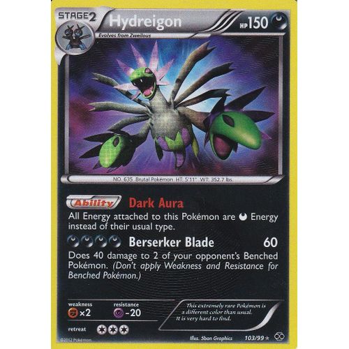 Carte Pokemon - Hydreigon ( Trioxhydre ) - 103/99 - Secrete Rare - Destinees Futures - Version Anglaise -