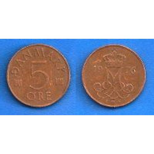 Danemark = Pièce De 5 Ore, Année 1976, En Bronze.