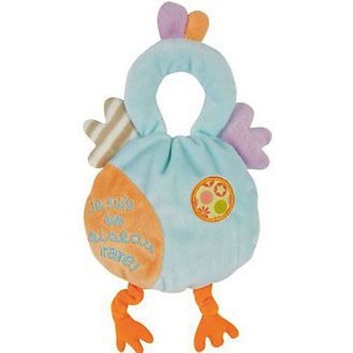 Doudou Et Compagnie Oiseau Duck Bird Canard Vogel Poussin Bouille Bouilles De Doudou Grelot Peluche Hochet Je Suis Un Oiseau Rare Vert Orange 23 Cm Dc1437