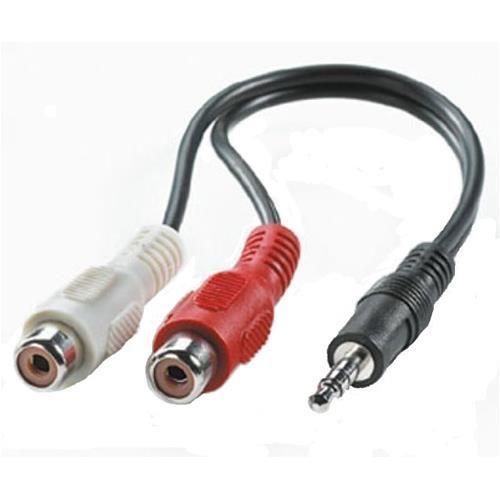 Cavo Audio Stereo 2 RCA Femmina a Jack 3.5 mm Maschio 0,30 mt