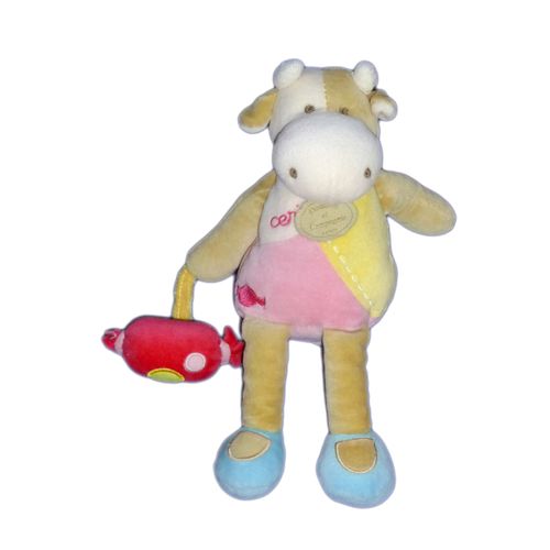 Vache Cow Kuh Cerise Avec Un Bonbon Rose Jaune Bleu Doudou Et Compagnie & Cie