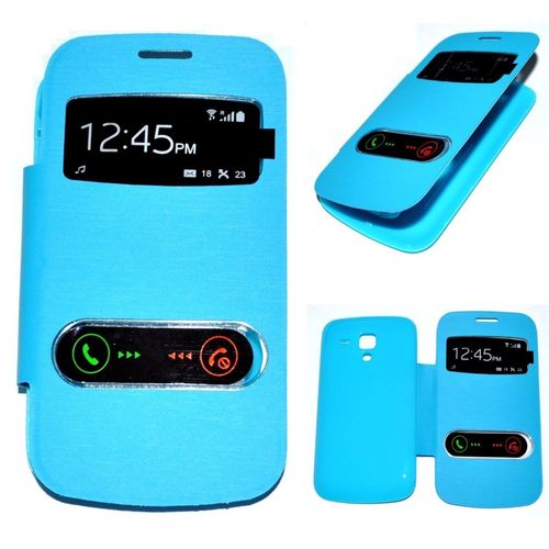 Housse Coque Etui Etuit À Rabat Cache Batterie Bleu Pour Samsung Galaxy Trend
