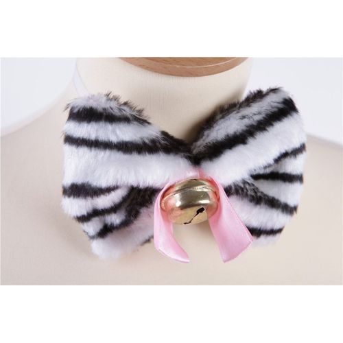Noeud Papillon Cravate Collier Tour Ras Du Cou Fourrure Ruban Clochette Grelot Imprimé Léopard Rayures Tigre Chat Neko Mignon Kawaii Maid Black Sugar Boutique Mode Lolita Déguisements Cosplay Paris