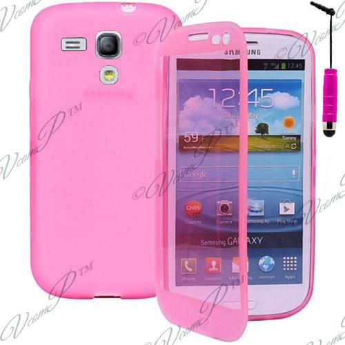 Samsung Galaxy Trend S7560 / S Duos S7562 : Coque Etui Housse Pochette Silicone Gel Livre Rabat Rose + Film+ Stylet