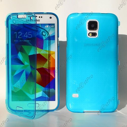 Ebeststar ® - Coque Housse Etui Portefeuille En Silicone Gel De Couleur Bleu + Film Offert Pour Samsung Galaxy S5 Sm-G900f G900 G900f G900h