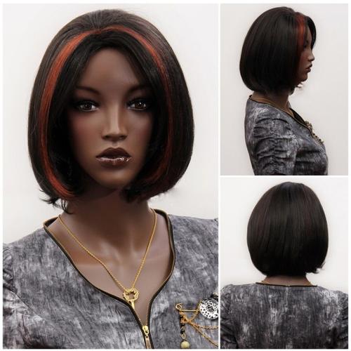 Perruque Luxe Sexy Adulte Femme Cheveux Courts Brune Wigs Deguisement Black 