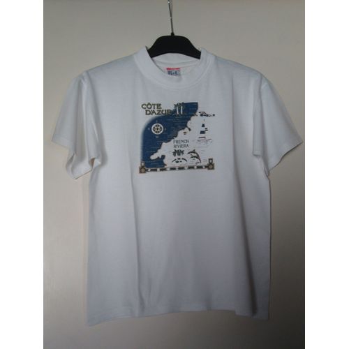 T-Shirt Côte D'azur Blanc 12/14 Ans