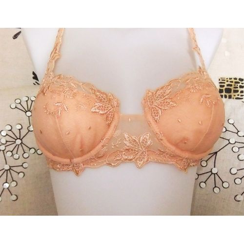 Soutien-Gorge Taille 80 Rose Saumon Brodé Avec Armatures Donne Di Piera