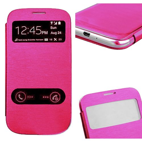 Etui À Rabat Cache Batterie Rose Fuchsia Pour Samsung Galaxy Trend Duos S7562