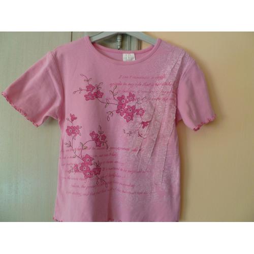 T-Shirt Rose Imprimé Et Motif Tulle Devant Taille 12 Ans Marque : Tim Pouce