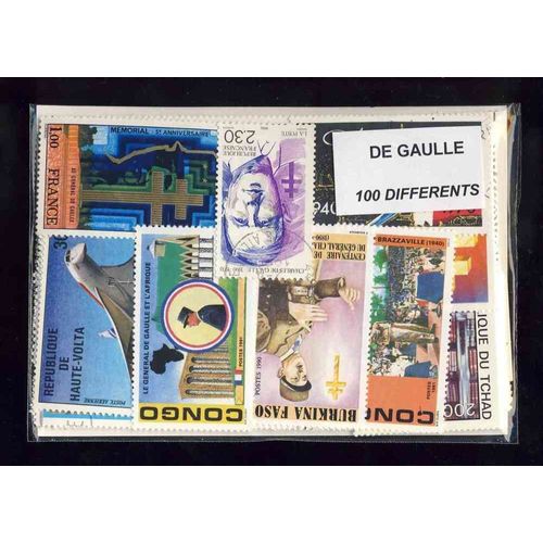 De Gaulle - Lot De 100 Timbres Du Monde Entier Tous Differents
