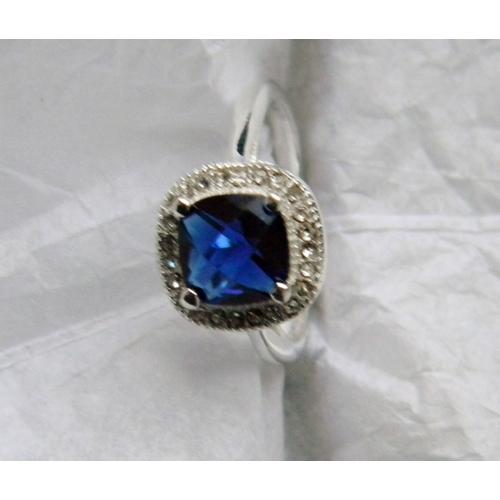 Bague Métal Cristal Bleu