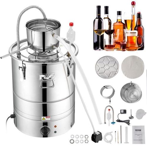 VEVOR Distillateur Alambic Chaudière à Spiritueux Inox 50 L Distiller Whisky Eau
