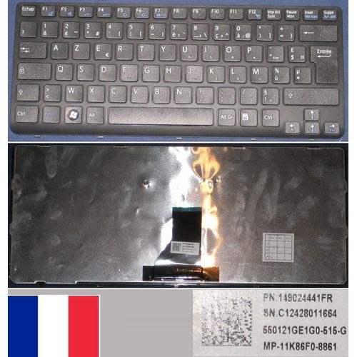 Clavier Azerty Français / French Pour SONY SVE14 Series, Noir / Black, Noir-frame, Model: MP-11K86F0-8861, P/N: 149024441FR