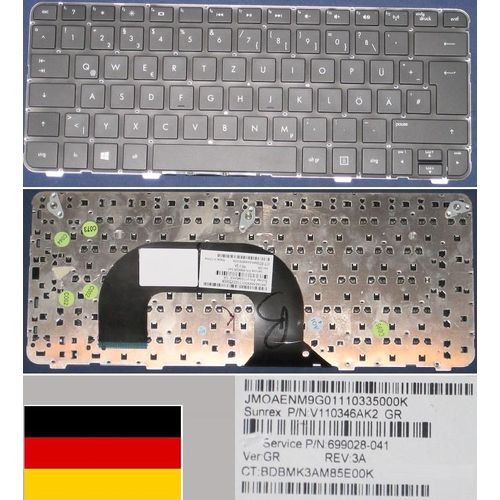 Clavier Qwertz Allemand / German Pour HP DM1-3000 Series, Win8, Noir / Black, Model: V110346AK2, P/N: 699028-041