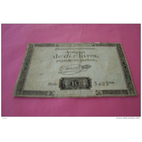 Assignat ° Dix Livres Serie 3423
