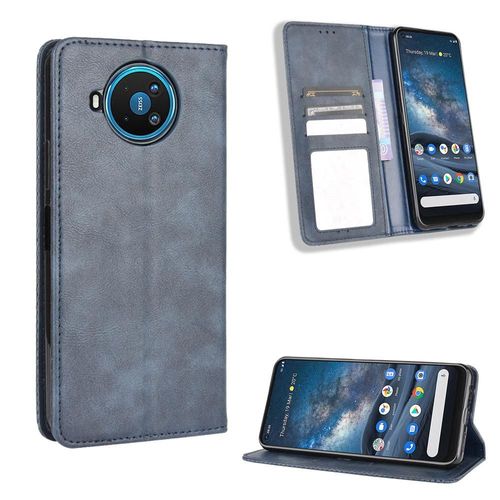 Étui Pour Nokia 8.3 Cuir Pu Fermeture Magnétique Portefeuille - Bleu