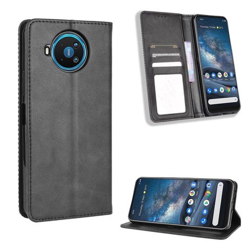 Étui Pour Nokia 8.3 Cuir Pu Fermeture Magnétique Portefeuille - Noir