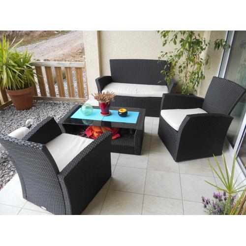 Salon Bora Bora 4p Rattan Noir