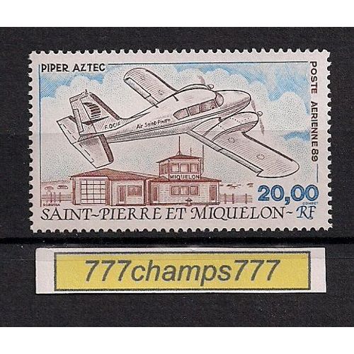 St-Pierre-Et-Miquelon. 1989. Poste Aérienne. 20f. Piper Aztec Et Aéroport De Miquelon. Y & T 68