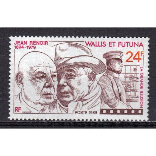 Wallis Et Futuna 1989 : 10è Anniversaire De La Mort Du Cinéastre Jean Renoir (1894-1979) : Portrait : Eric Von Stroheim Dans "La Grande Illusion" - Timbre 24 F. Rose, Orange Et Brun Neuf **