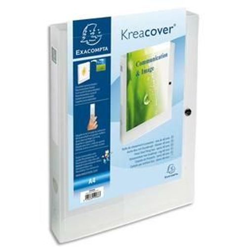 Exacompta Boite De Classement Kreacover Personnalisable En Polypropylene 7/10ème, Dos 4cm, Coloris Blanc