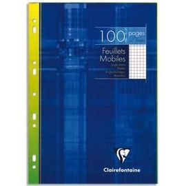 Clairefontaine - 1 Etui De 100 Feuillets Mobiles, 21x29.7cm, Réglure 5x5