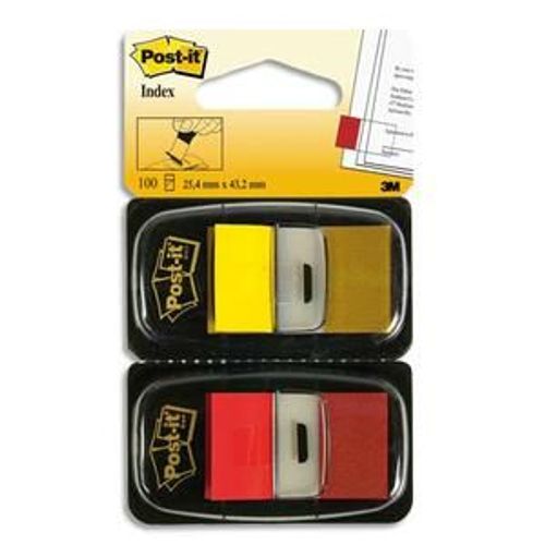 Post-It Marque-Page Standard 25,4 X 44 Mm Lot De 2 X 50 Rouge/Jaune