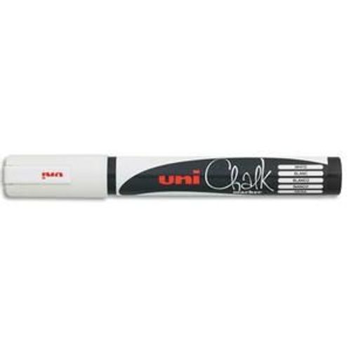 Uniball Marqueur Craie Chalkmarker, Pointe Ogive Moyenne, Pour Les Tableaux Noirs, Menus Coloris Blanc