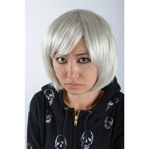 Perruque Déguisement Blanc Blond Rose Mi-Ling Long Cosplay Manga Anime Jeux Vidéo Japonais Mode Fashion Style Visual Kei Qualité Résistante Convention Soirée Sortie Black Sugar