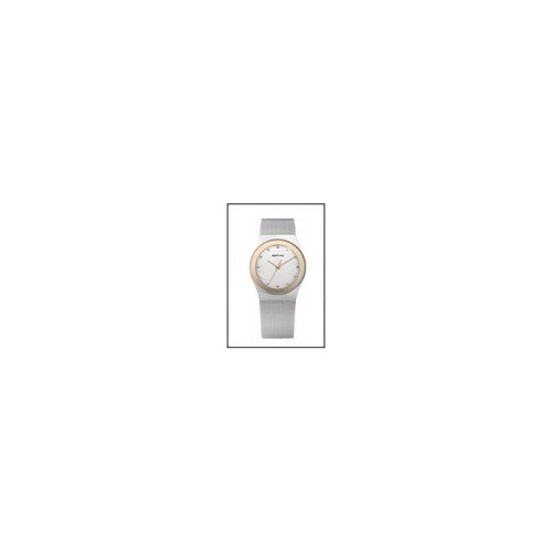Montre Pour Femme Bracelet Boîtier En Acier Cadran Blanc Doré Bering