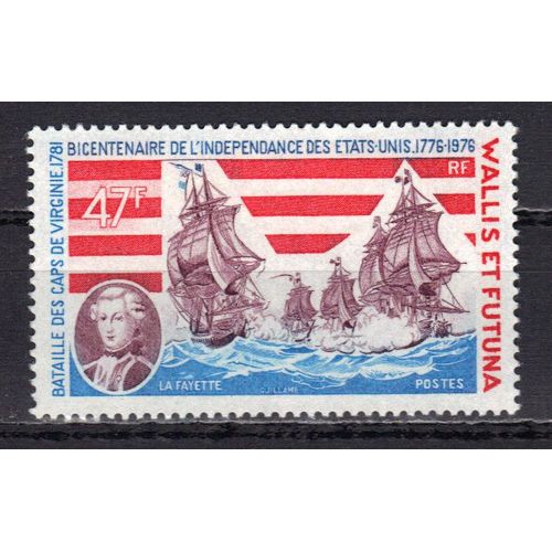 Wallis Et Futuna 1976 : Bicentenaire De L'indépendance Des Etats-Unis : Lafayette - Timbre 47 F. Turquoise, Rouge Et Lilas-Brun Neuf **