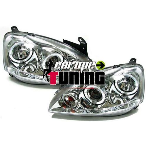 Phares " Angel Eyes Chrom " Tuning Opel Corsa C