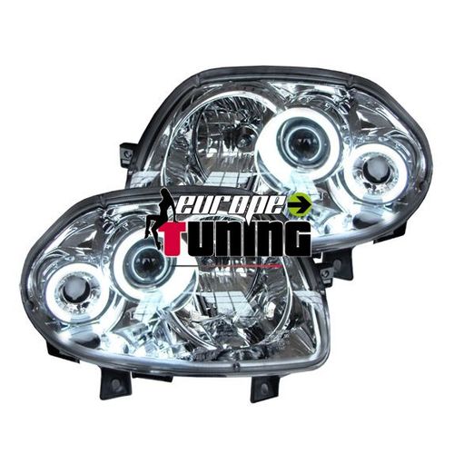 Phares Ccfl Angel Eyes Chrom Renault Clio 2