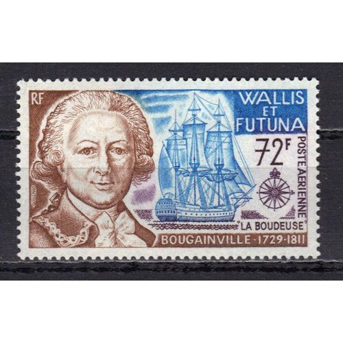 Wallis Et Futuna 1973 Poste Aerienne : Grand Navigateur : Bougainville (1729-1811) - Timbre 72 F. Brun, Lilas Et Bleu Neuf ** Cote 20,70 