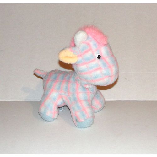 Vache Ou Girafe Bleu Rose Et Blanc Pastel Peluche Doudou Nounours Vintage 21cm