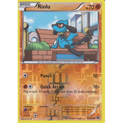 Carte Pokemon - Riolu - 63/99 - Reverse - Destinees Futures - Version Anglaise -